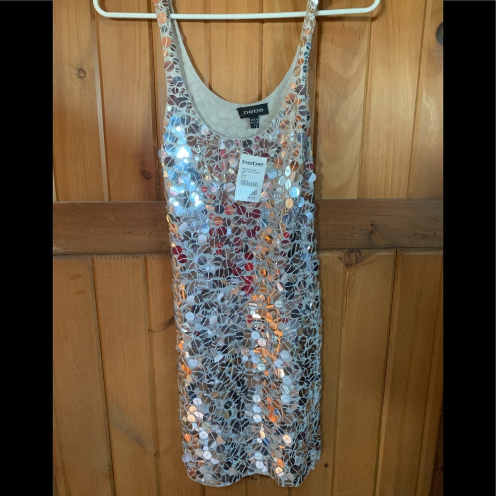 Bebe V Back Pailette Dress